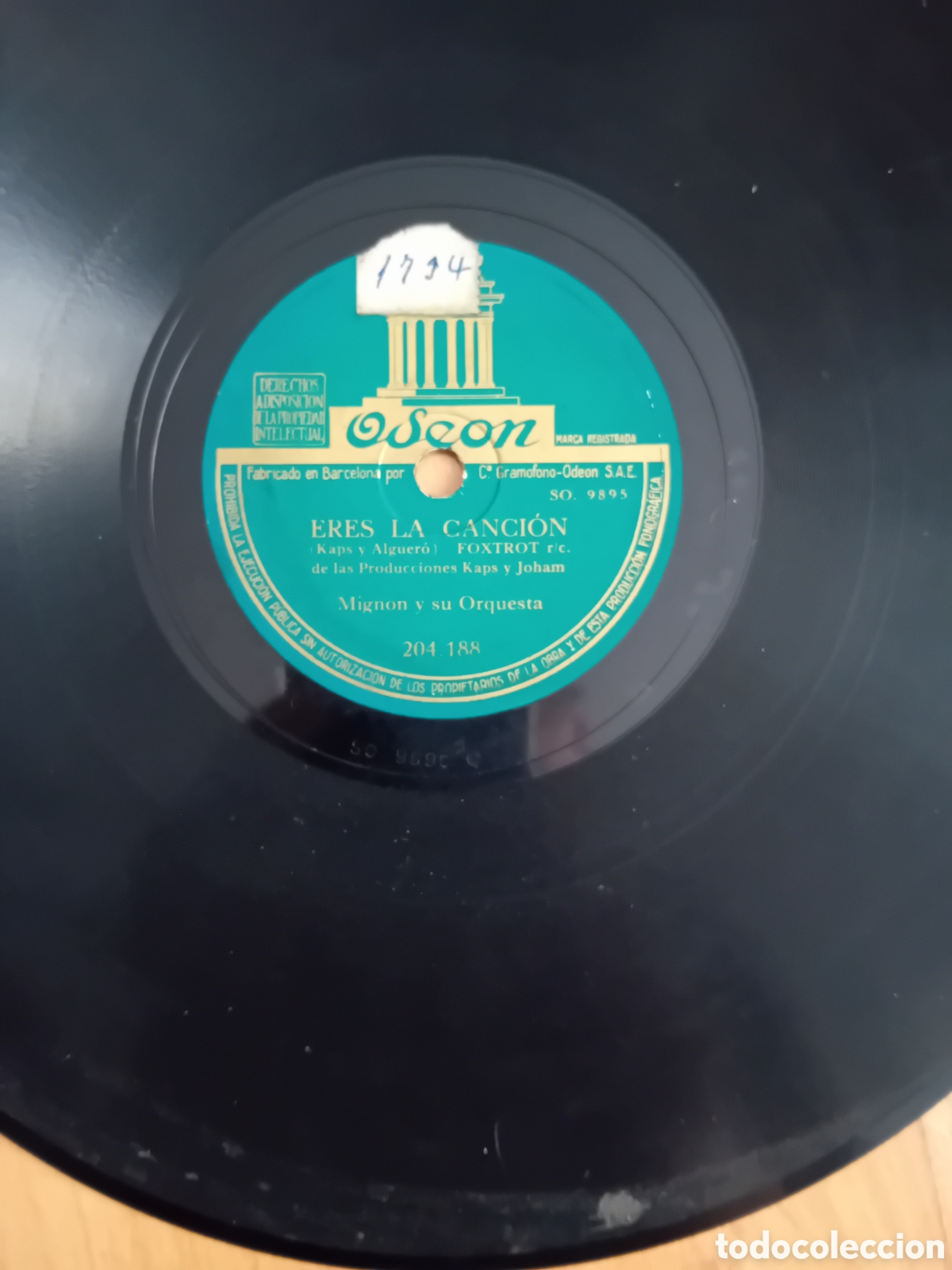 Discos de pizarra: ERES LA CANCION. EL BUGUI DEL PING&Uuml;INO. MIGNON Y SU ORQUESTA. ODEON - Foto 4
