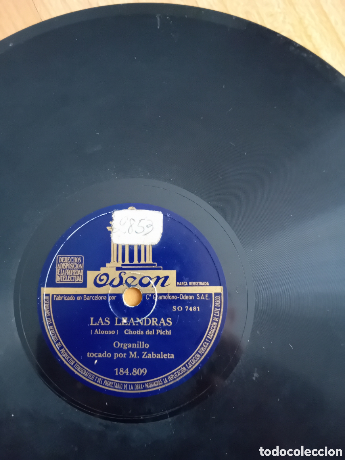 Discos de pizarra: LAS LEANDRAS. ORGANILLO M. ZABALETA. ODEON - Foto 2