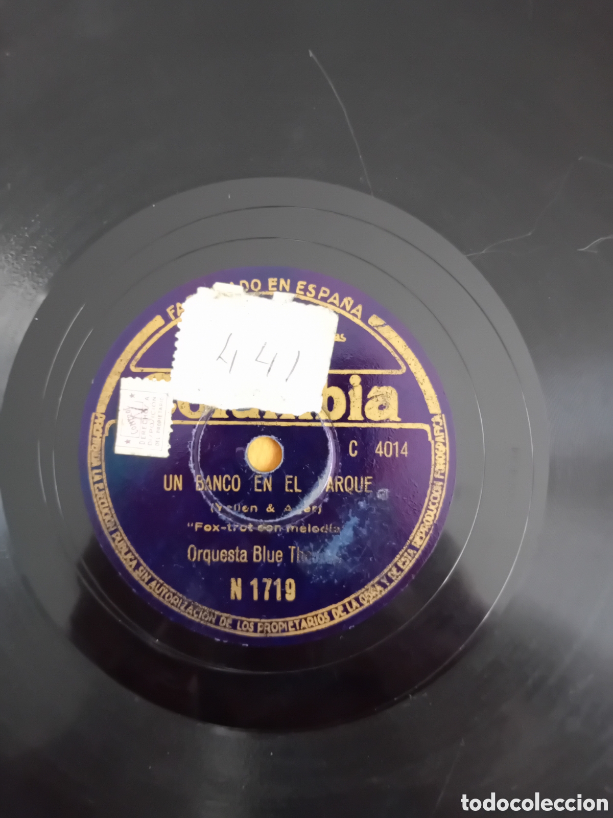 Discos de pizarra: UN BANCO EN EL PARQUE. QUE QUIERES DE MI. ORQUESTA BLUE THOMAS - Foto 4