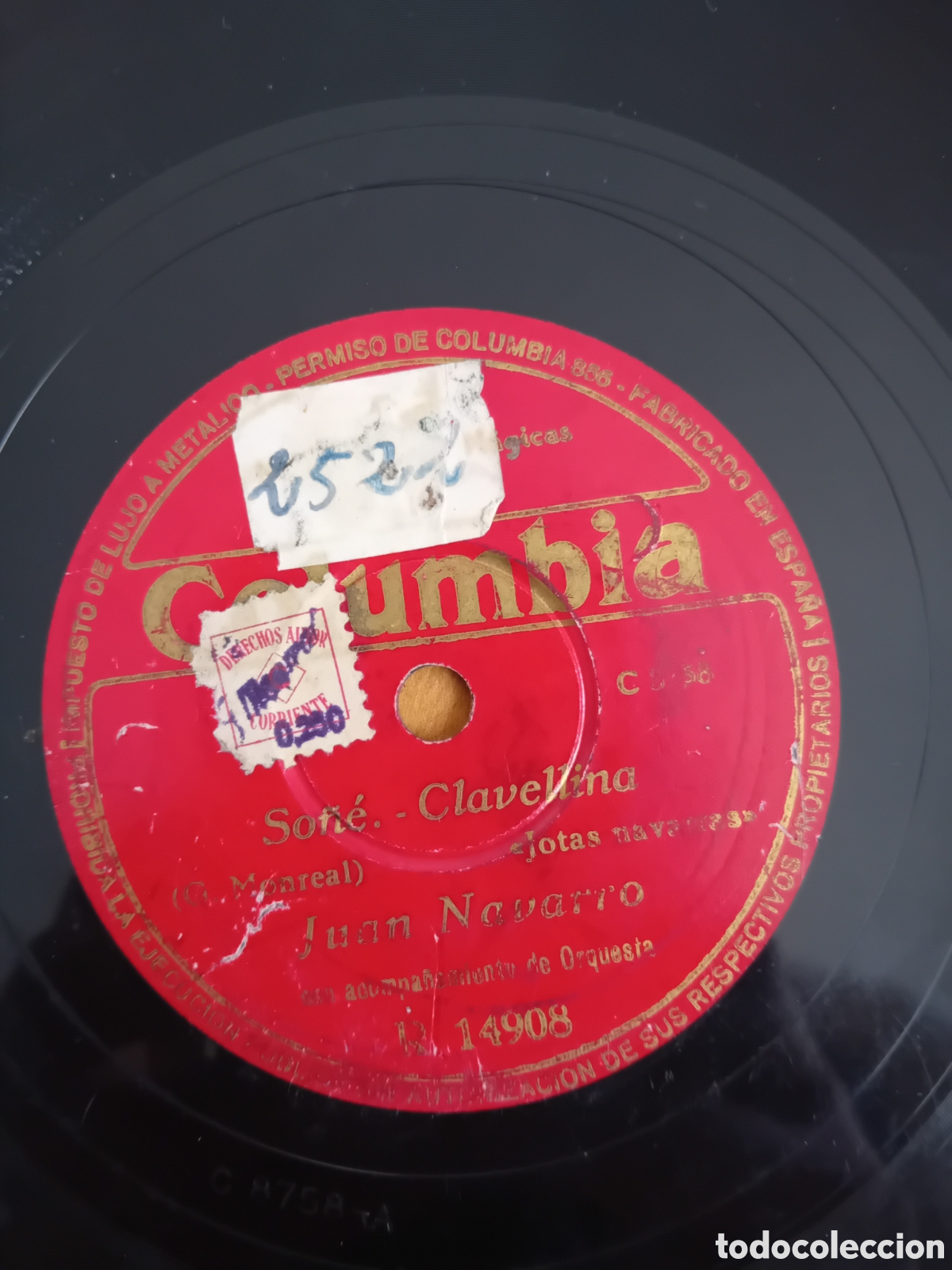 Discos de pizarra: SO&Ntilde;E. CLAVELLINA. JUNQUERA. JUAN NAVARRO. OJO, DEFECTOS - Foto 2