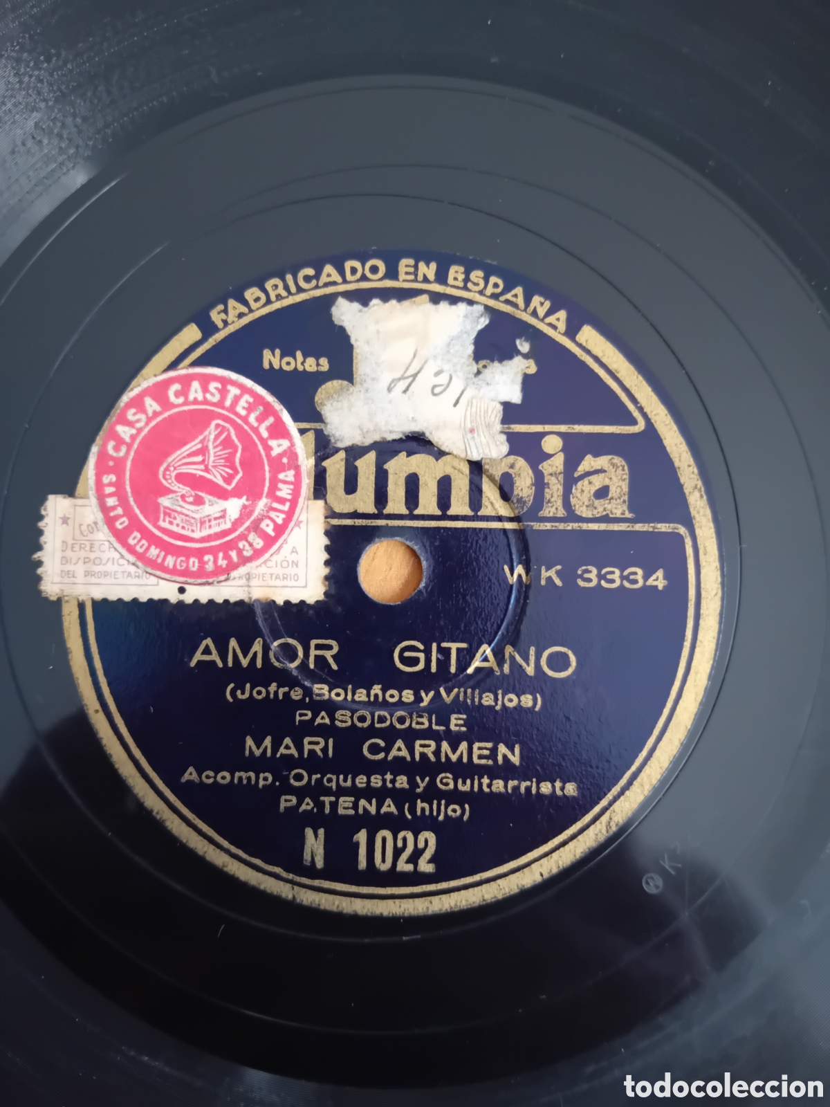 Discos de pizarra: AL SON DE MI PASODOBLE. AMOR GITANO. MARI CARMEN Y ANGELILLO - Foto 2