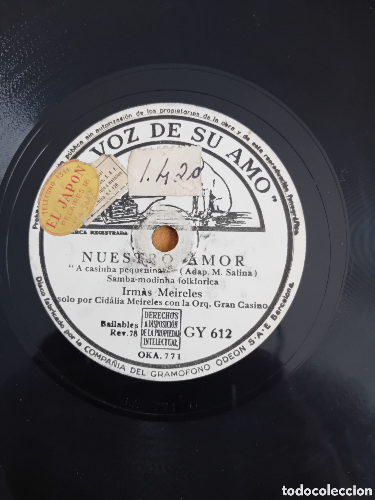 Discos de pizarra: NUESTRO AMOR. AY BELEM. IRMAS MEIRELES - Foto 4