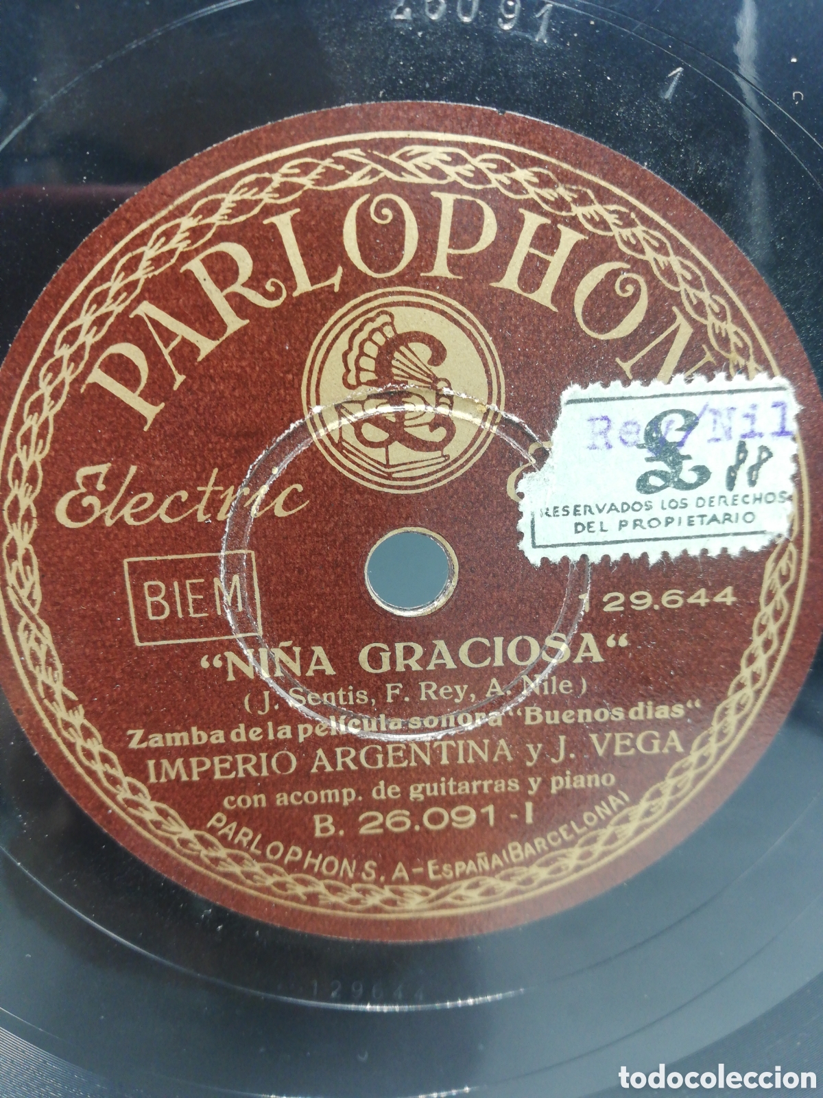 Discos de pizarra: Imperio Argentina. Orquesta Dalvo y J. Vega. - Foto 2