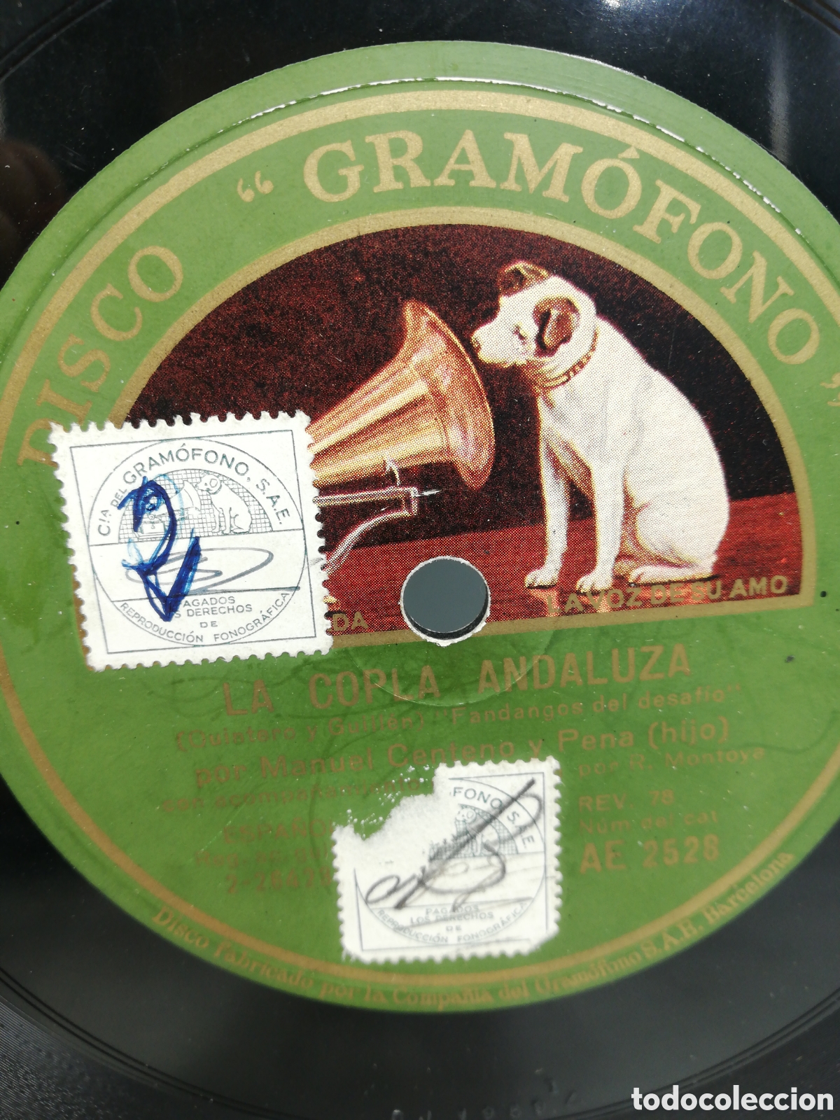 Discos de pizarra: Disco de Pizarra. La Copla Andaluza. Manuel Centeno y Pena. (hijo). - Foto 2