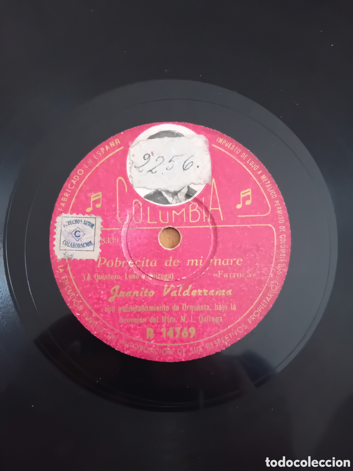 Discos de pizarra: JUANITO VALDERRAMA. PLAYERA. POBRECITA DE MI MARE - Foto 2