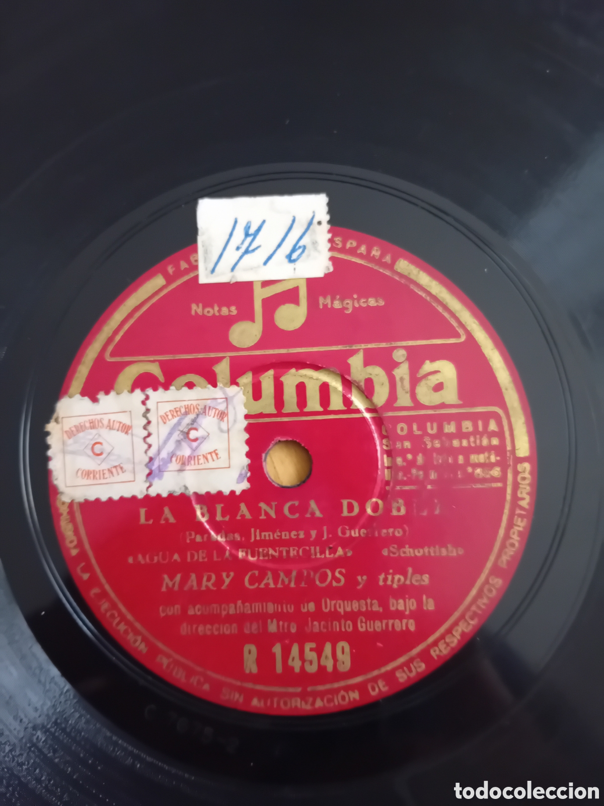 Discos de pizarra: LA BLANCA DOBLE. ISABEL DE LA VEGA. MARY CAMPOS - Foto 2