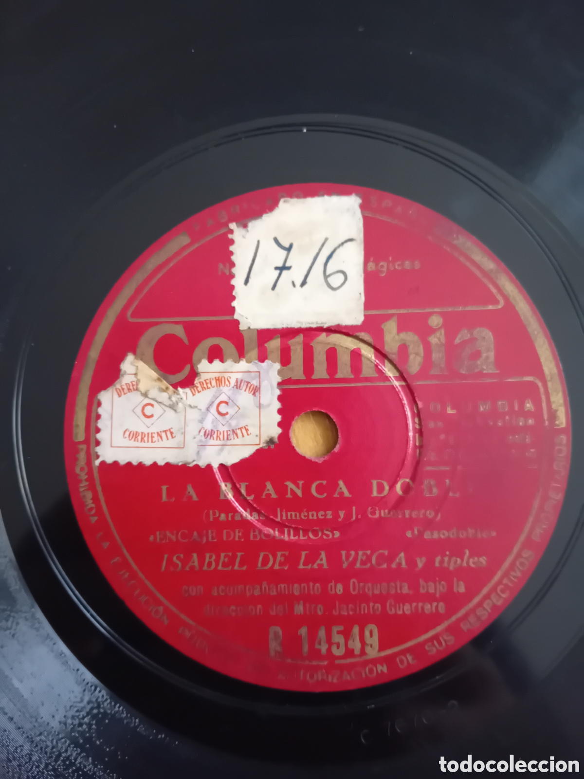 Discos de pizarra: LA BLANCA DOBLE. ISABEL DE LA VEGA. MARY CAMPOS - Foto 4