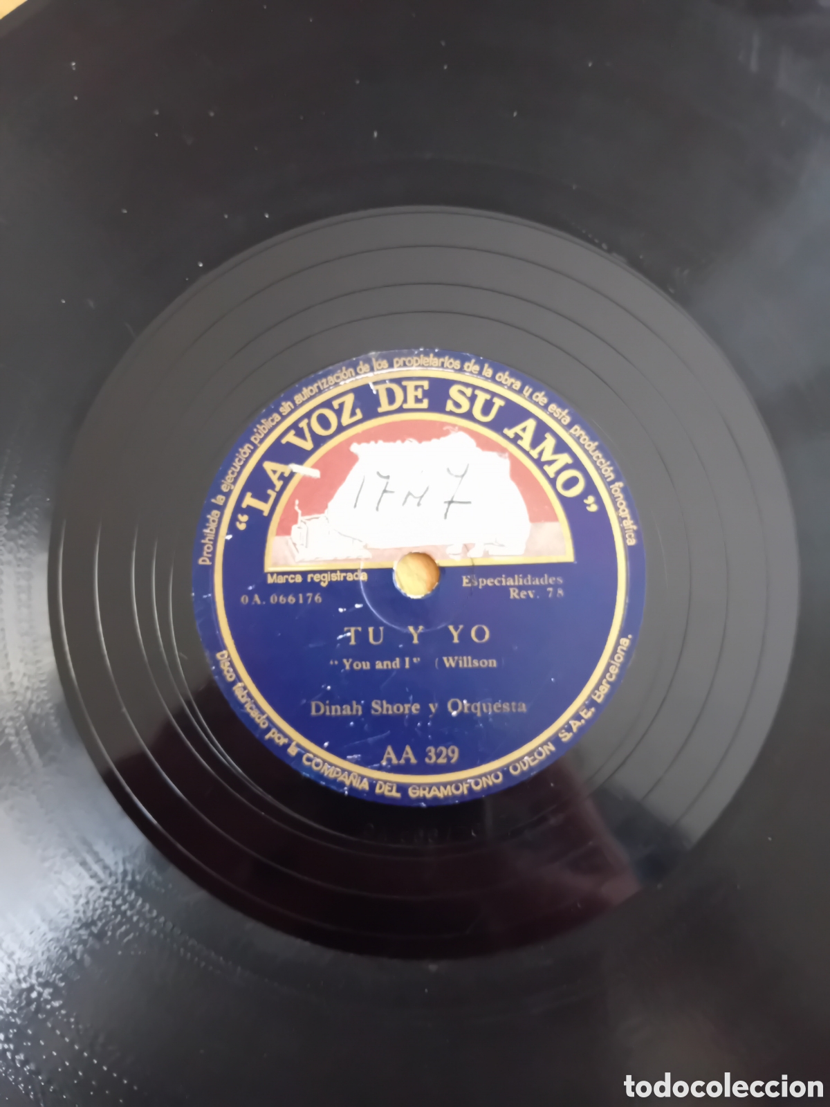 Discos de pizarra: TU Y YO. SI VINIERAS A MI CASA. DINAH SHORE - Foto 4