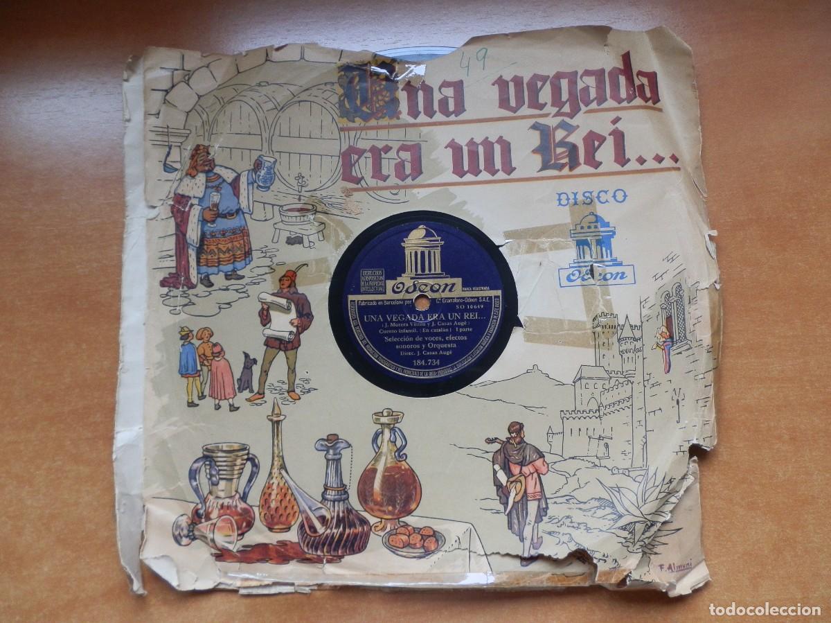 Discos de pizarra: ANTIGUO DISCO ODEON. CUENTO INFANTIL EN CATAL&Aacute;N UNA VEGADA ERA UN REY. - Foto 1