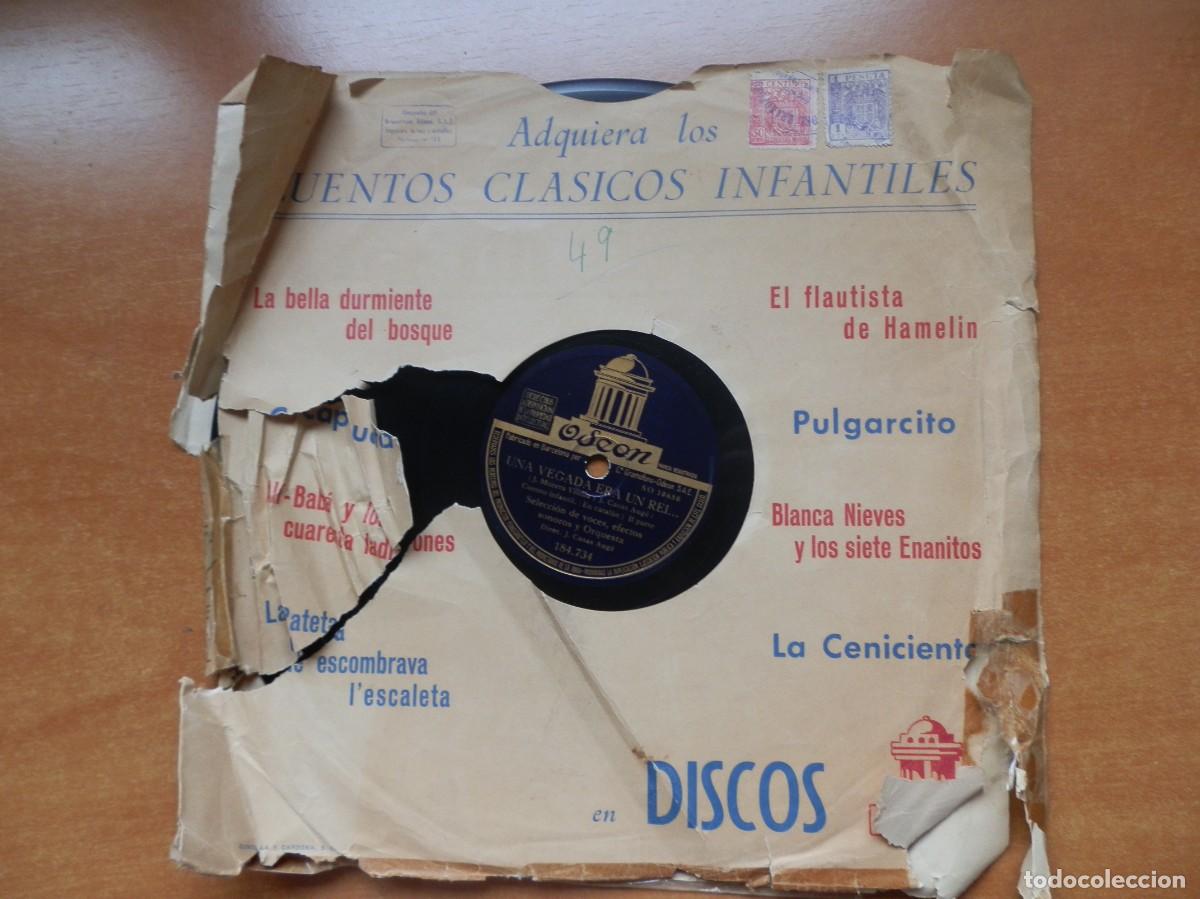 Discos de pizarra: ANTIGUO DISCO ODEON. CUENTO INFANTIL EN CATAL&Aacute;N UNA VEGADA ERA UN REY. - Foto 2