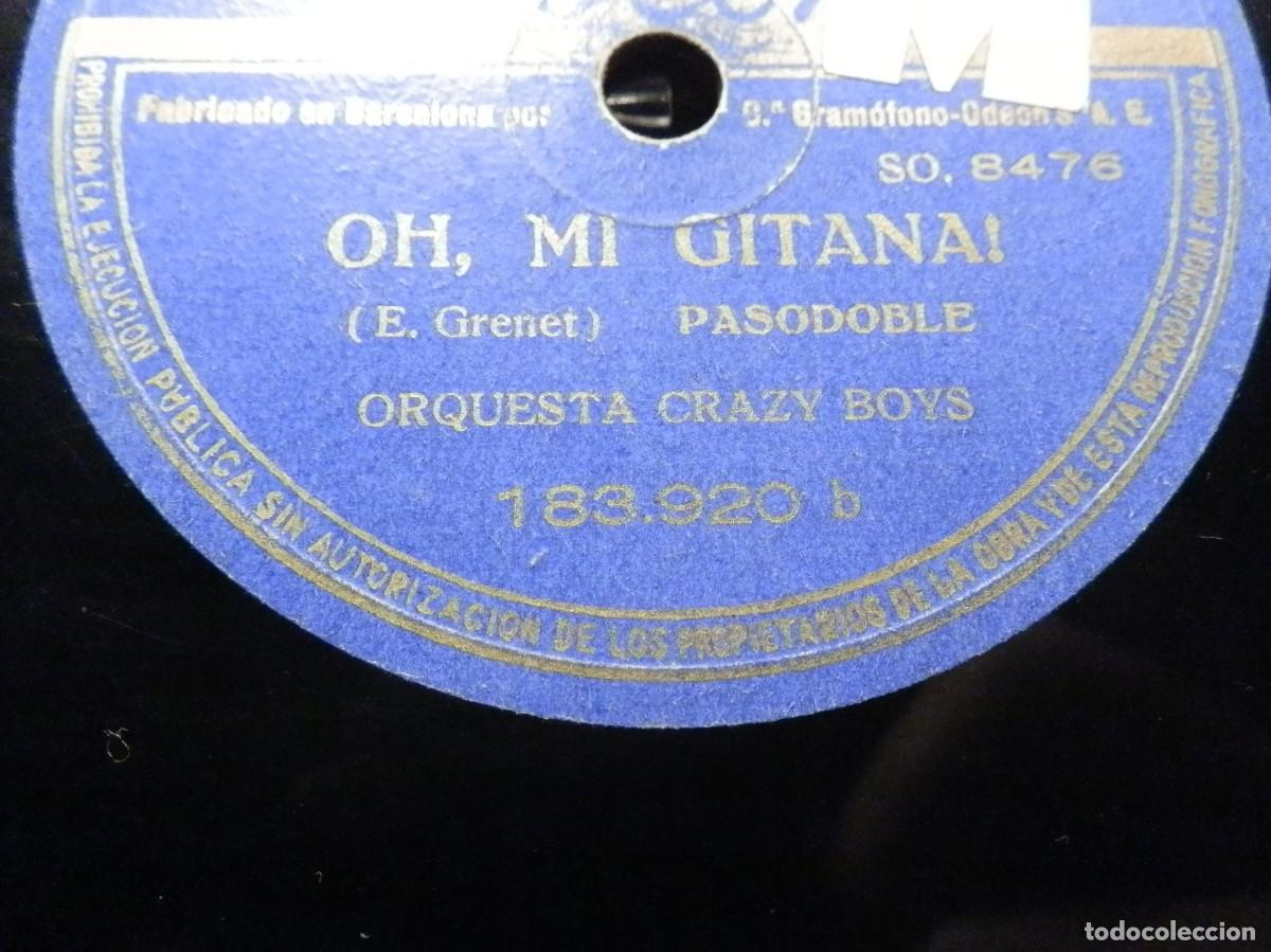 Discos de pizarra: Pizarra Odeon 183.920 - Orquesta Crazy Boys - Adios Granada, Oh mi Gitana - Foto 2