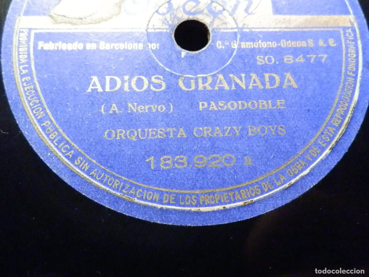 Discos de pizarra: Pizarra Odeon 183.920 - Orquesta Crazy Boys - Adios Granada, Oh mi Gitana - Foto 3