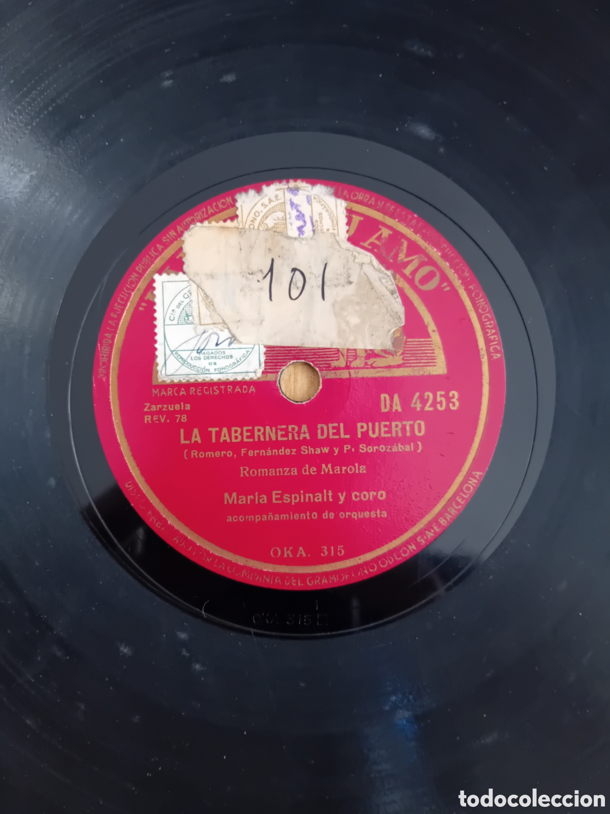 Discos de pizarra: MARIA ESPINALT. VICENTE SIMON. LA TABERNERA DEL PUERTO - Foto 5
