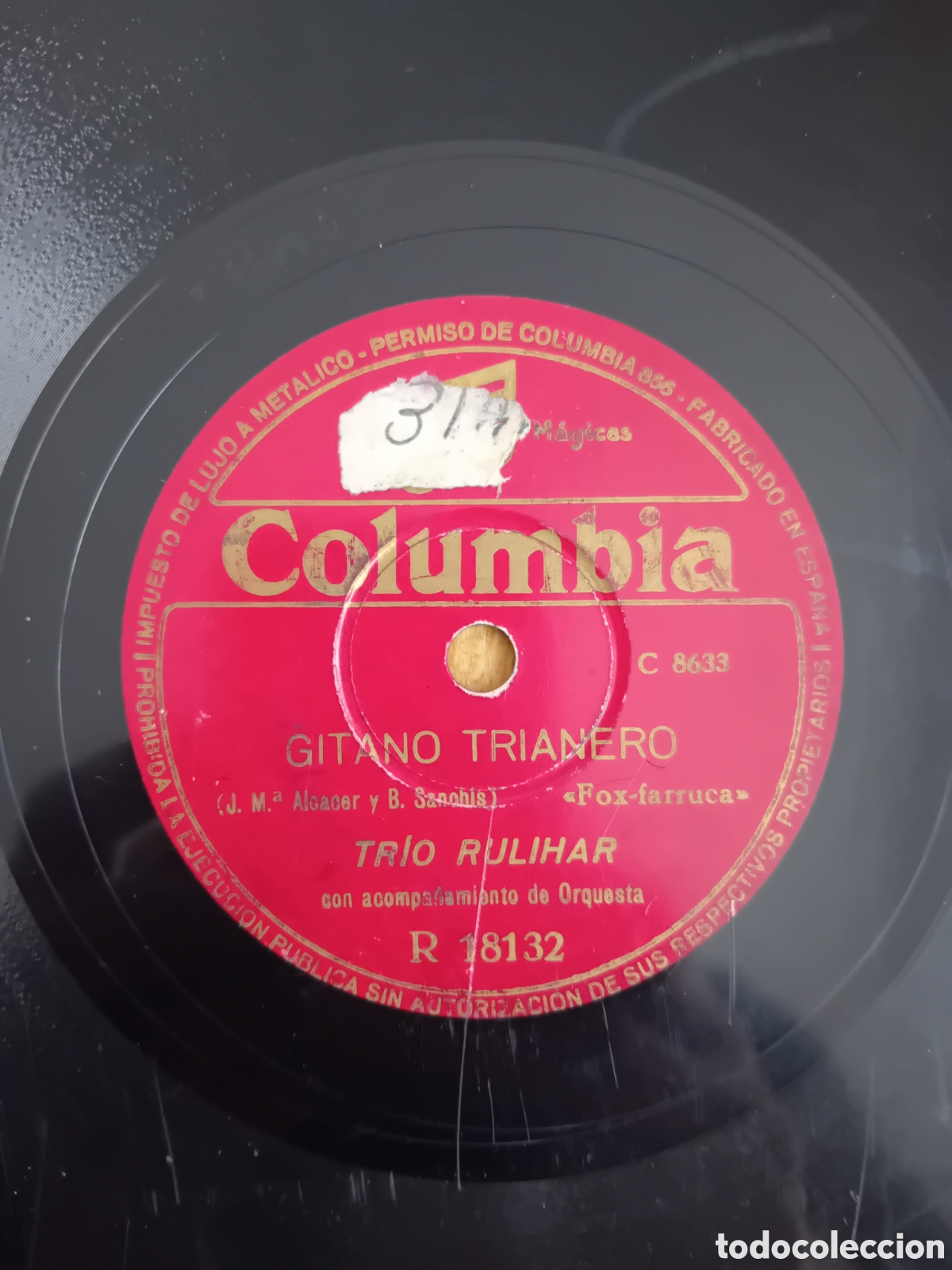 Discos de pizarra: TRIO RULIHAR. EL POTRO RELINCHON. GITANO TRIANERO - Foto 2