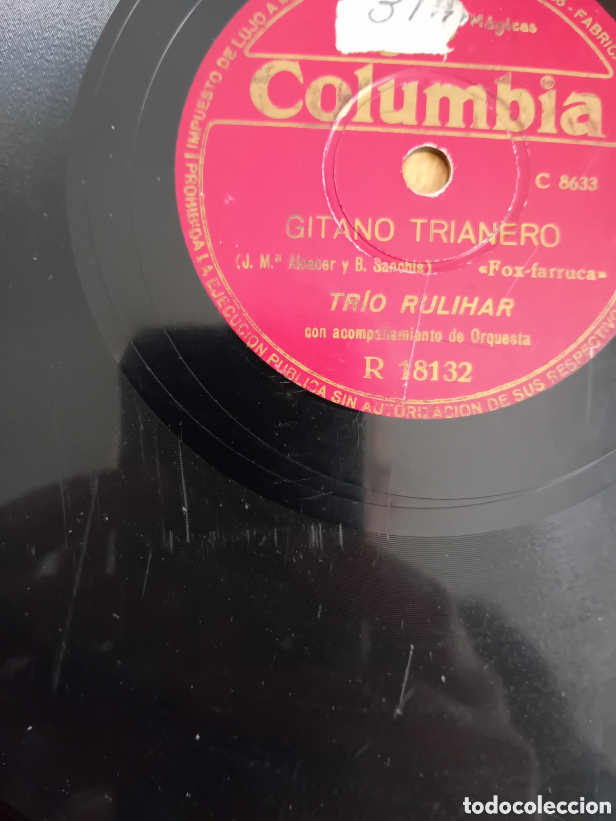 Discos de pizarra: TRIO RULIHAR. EL POTRO RELINCHON. GITANO TRIANERO - Foto 3