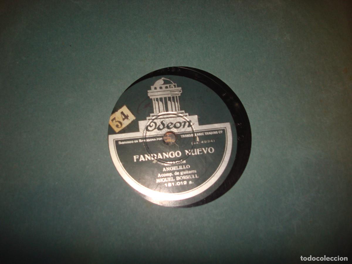 Discos de pizarra: ANGELILLO. FANDANGO NUEVO / SEGUIDILLAS GITANAS. ODEON. 10&rdquo;. PIZARRA - Foto 1