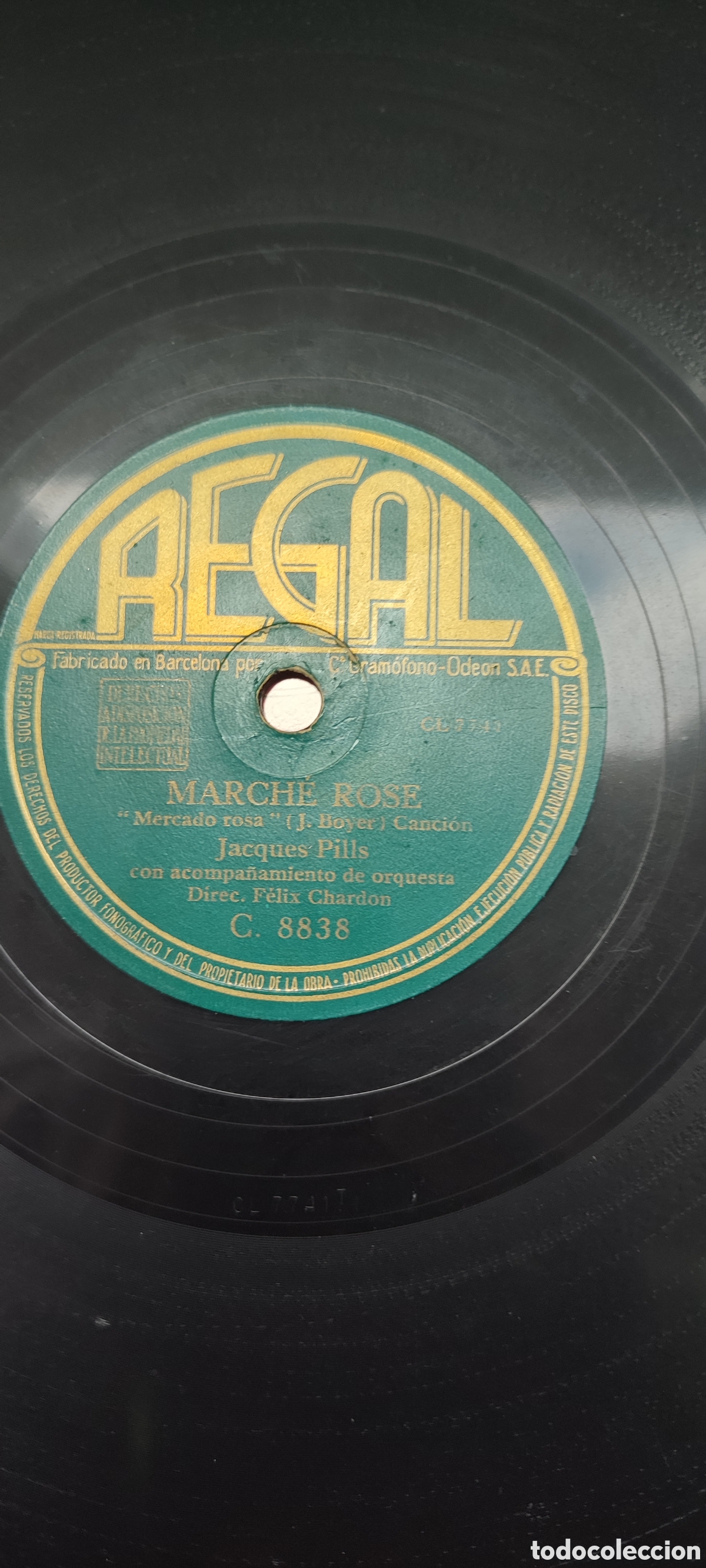 Discos de pizarra: Disco pizarra 78rpm. Jacques pills. - Foto 1