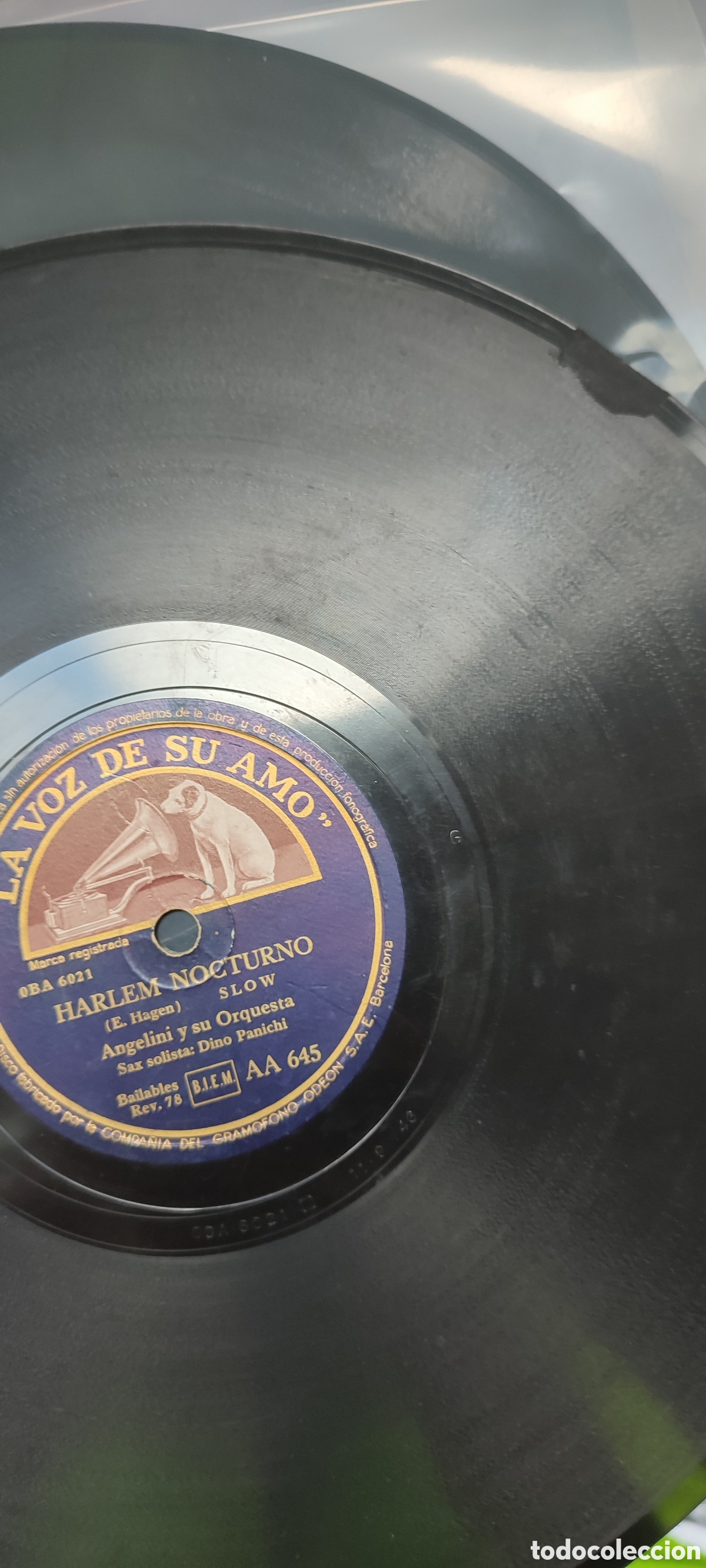 Discos de pizarra: Disco pizarra 78rpm. Angelini. - Foto 3