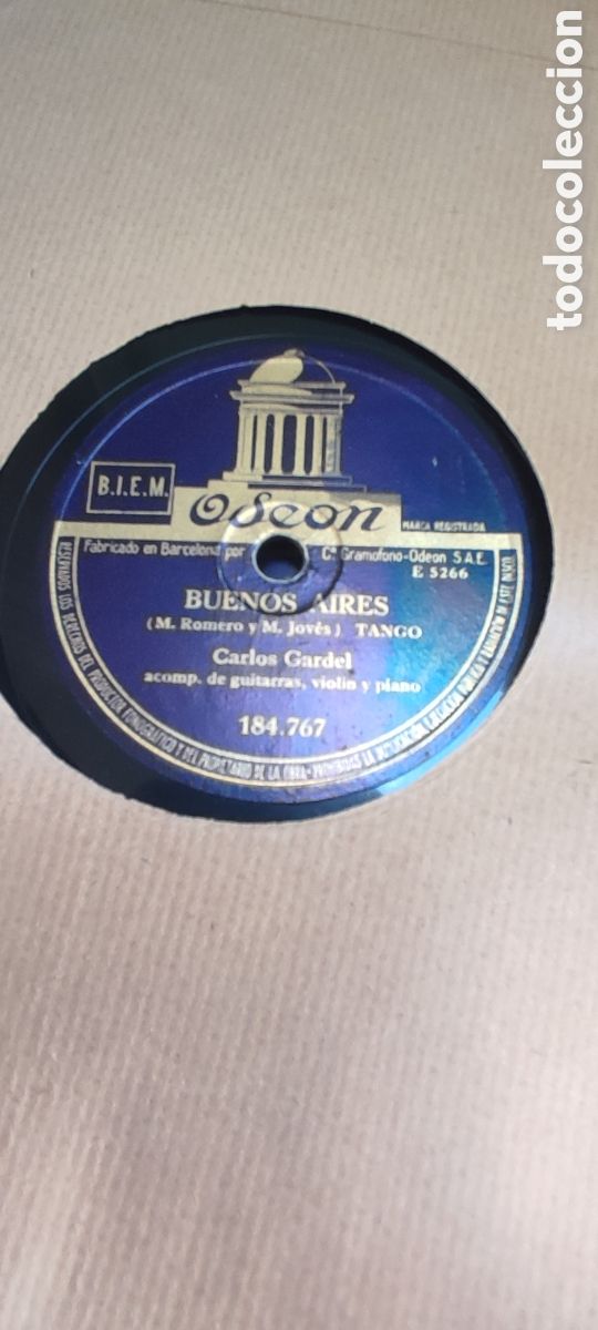 Discos de pizarra: Disco pizarra 78rpm. Carlos Gardel. - Foto 2