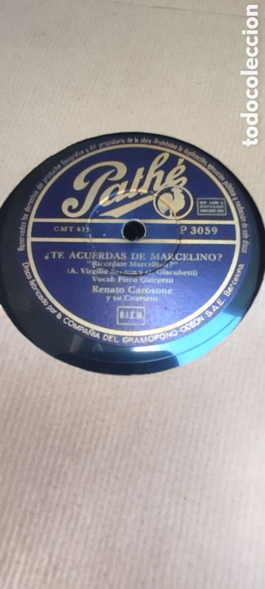 Discos de pizarra: Disco pizarra 78rpm. Carosone - Foto 2