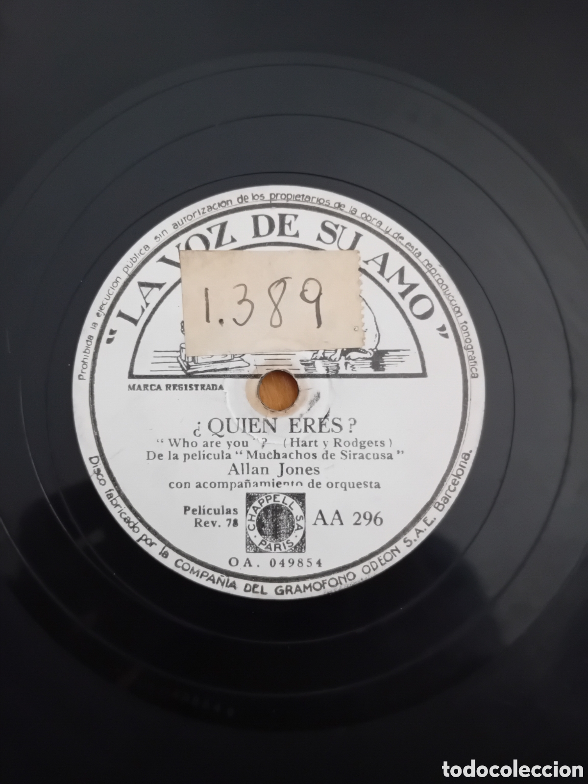 Discos de pizarra: ALLAN JONES. ENAMORANDOSE. QUIEN ERES - Foto 2
