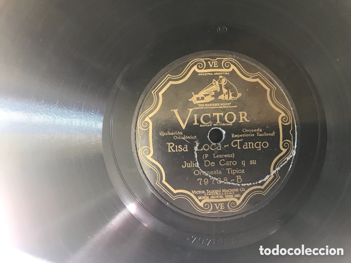 Discos de pizarra: Julio de Caro y su orquesta t&iacute;pica. Victor. Risa loca. Tango - Foto 1