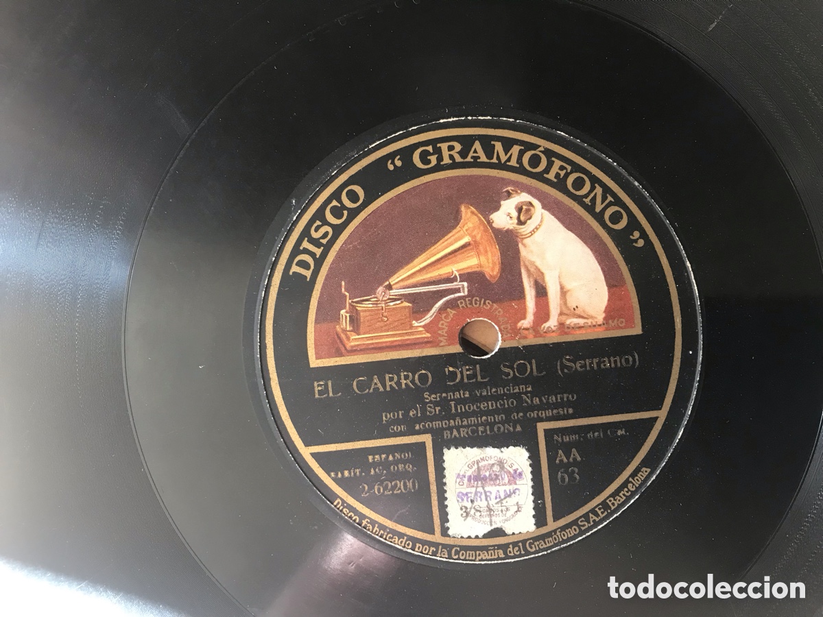 Discos de pizarra: El carro del sol. La canci&oacute;n del olvido. Disco gram&oacute;fono - Foto 1