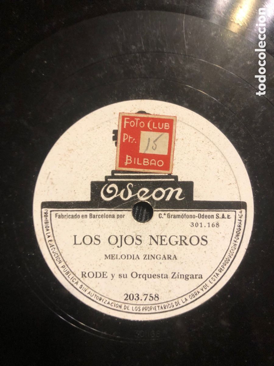Discos de pizarra: Rode y su orquesta zingara Los ojos negros Czarda - Foto 2