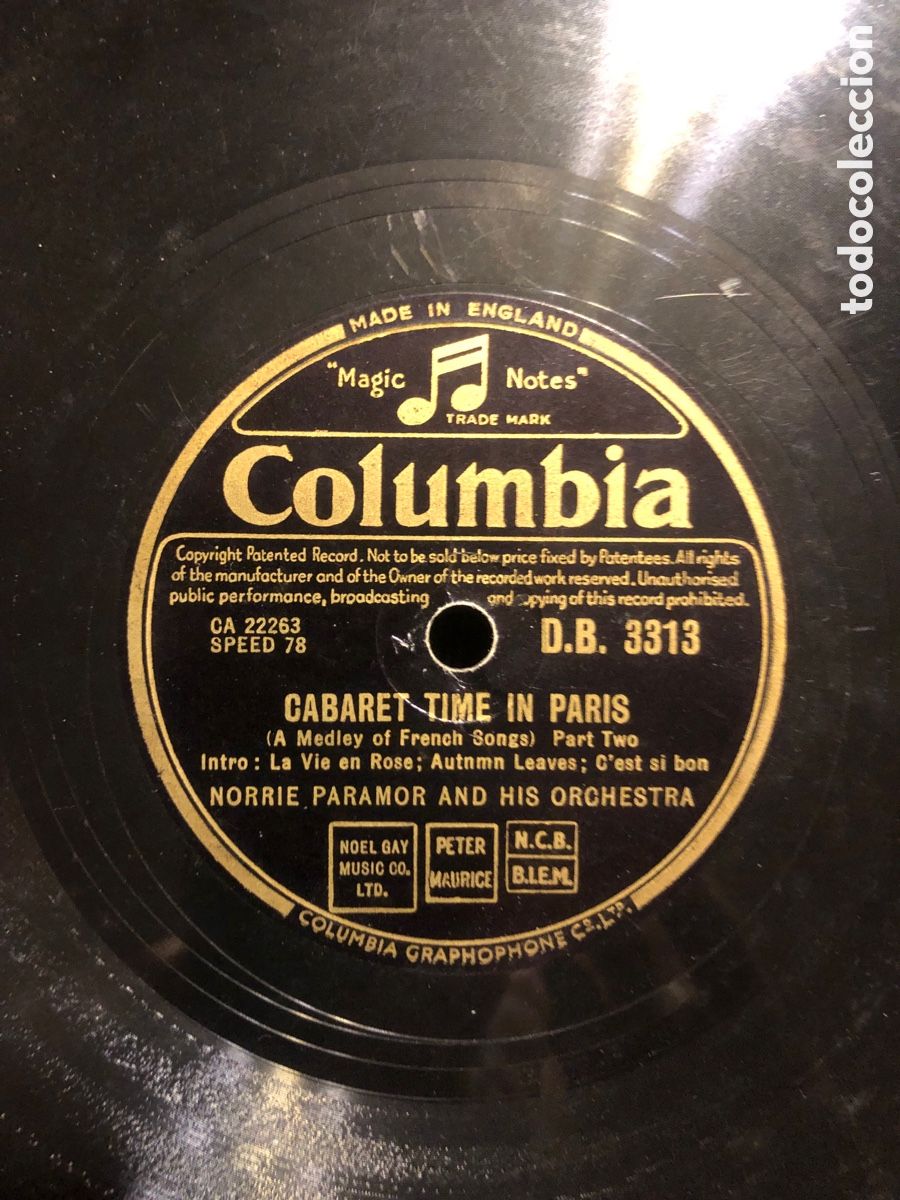 Discos de pizarra: Norrie Paramor and his orchestra Cabaret time in Paris - Foto 4