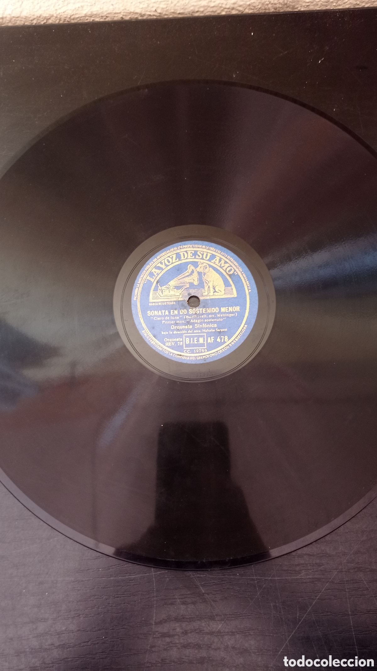 Discos de pizarra: Disco de gramofono. La voz de su amo sonata pat&eacute;tica - Foto 1