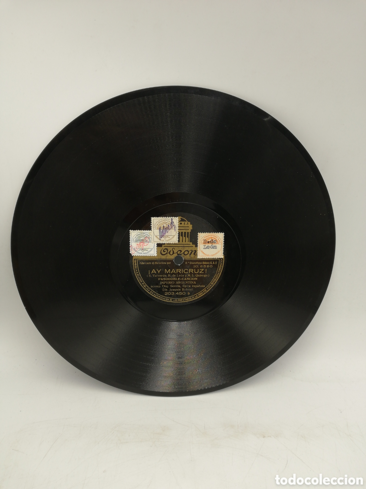 Discos de pizarra: Disco de Pizarra Imperio Argentina. Odeon. - Foto 2
