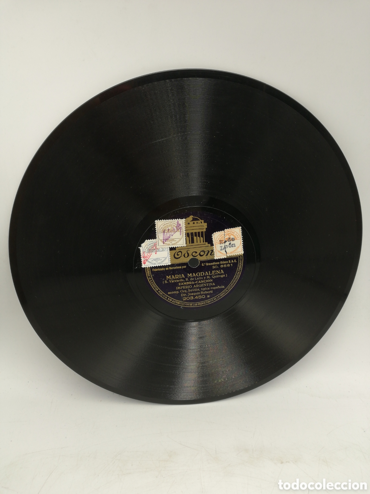 Discos de pizarra: Disco de Pizarra Imperio Argentina. Odeon. - Foto 1