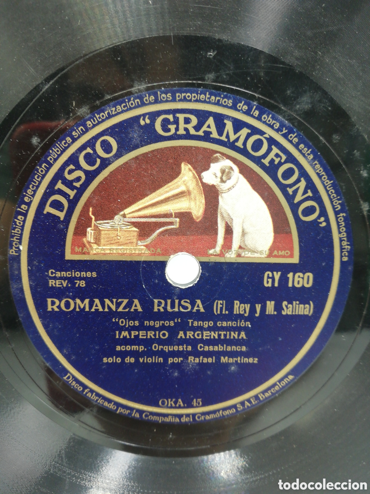 Discos de pizarra: Disco de Pizarra IMPERIO ARGENTINA. - Foto 2