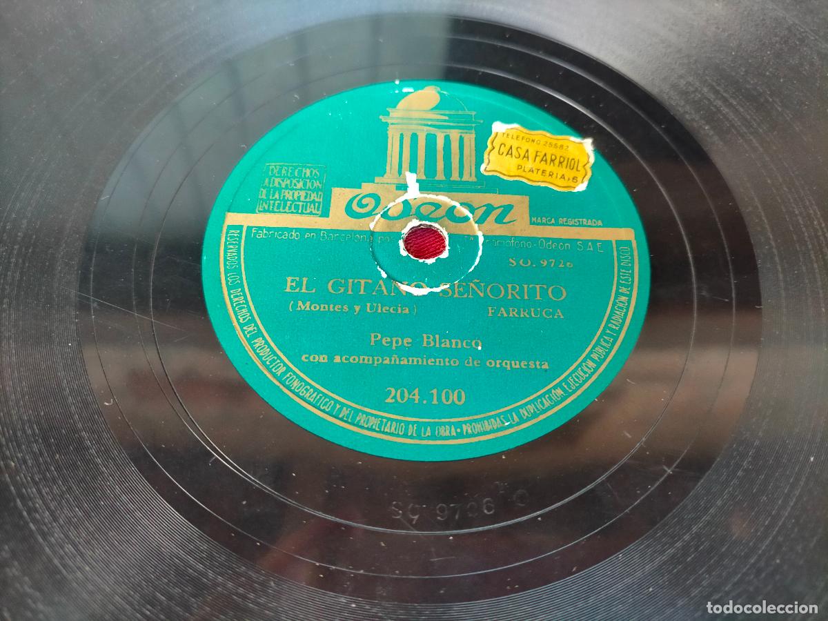 Discos de pizarra: El gitano se&ntilde;orito Pepe Blanco 204.100 - disco de pizarra antiguo - Foto 5
