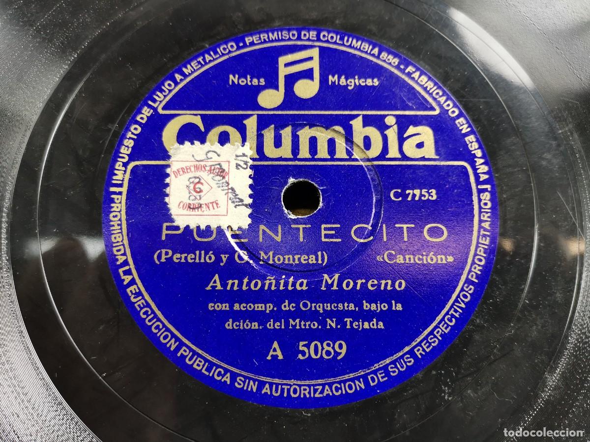 Discos de pizarra: ANTO&Ntilde;ITA MORENO---MAL DE AMOR / PUENTECITO - Foto 3