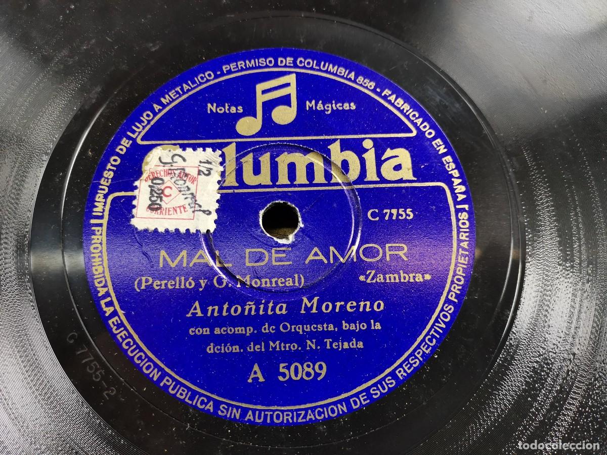 Discos de pizarra: ANTO&Ntilde;ITA MORENO---MAL DE AMOR / PUENTECITO - Foto 5