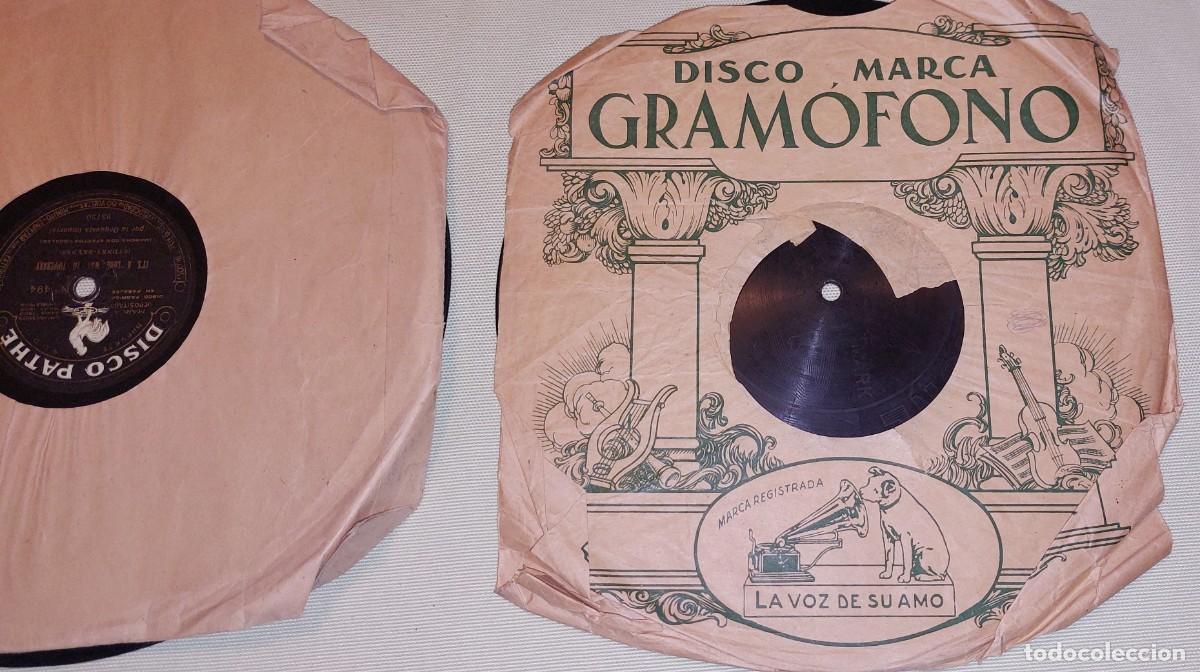 Discos de pizarra: Dos discos de pizarra. Disco Pathe. Disco Gramophone. - Foto 2