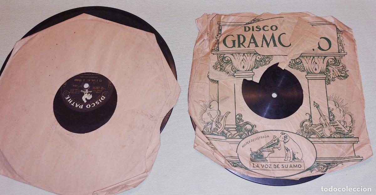 Discos de pizarra: Dos discos de pizarra. Disco Pathe. Disco Gramophone. - Foto 6