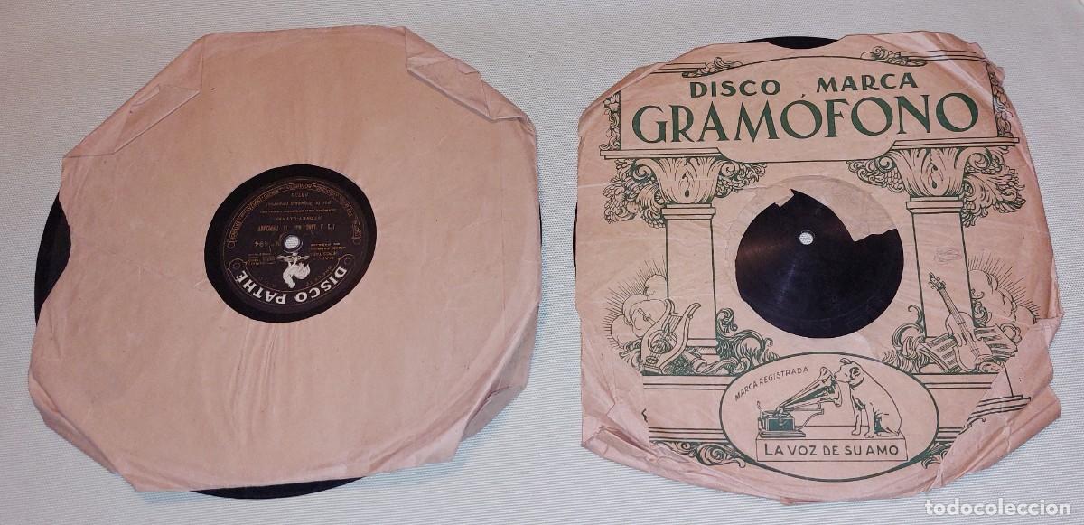 Discos de pizarra: Dos discos de pizarra. Disco Pathe. Disco Gramophone. - Foto 7