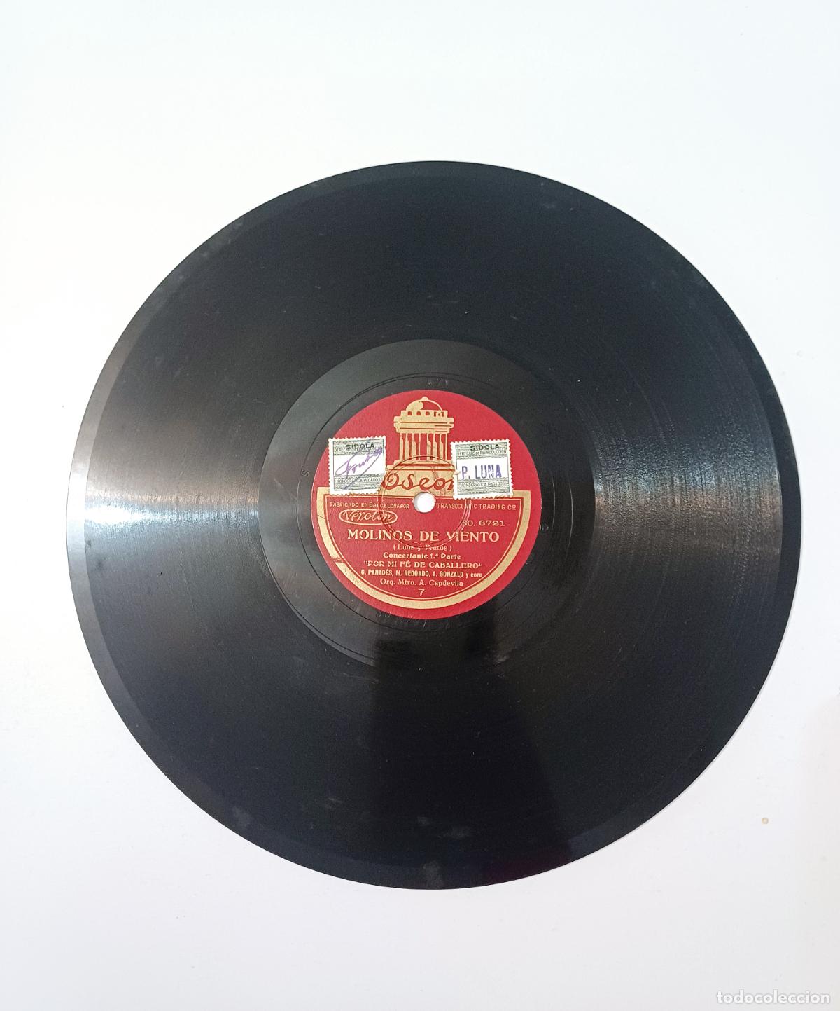 Discos de pizarra: ANTIGUO DISCO DE PIZARRA ODEON MOLINOS DE VIENTO GRAMOFONO - Foto 1