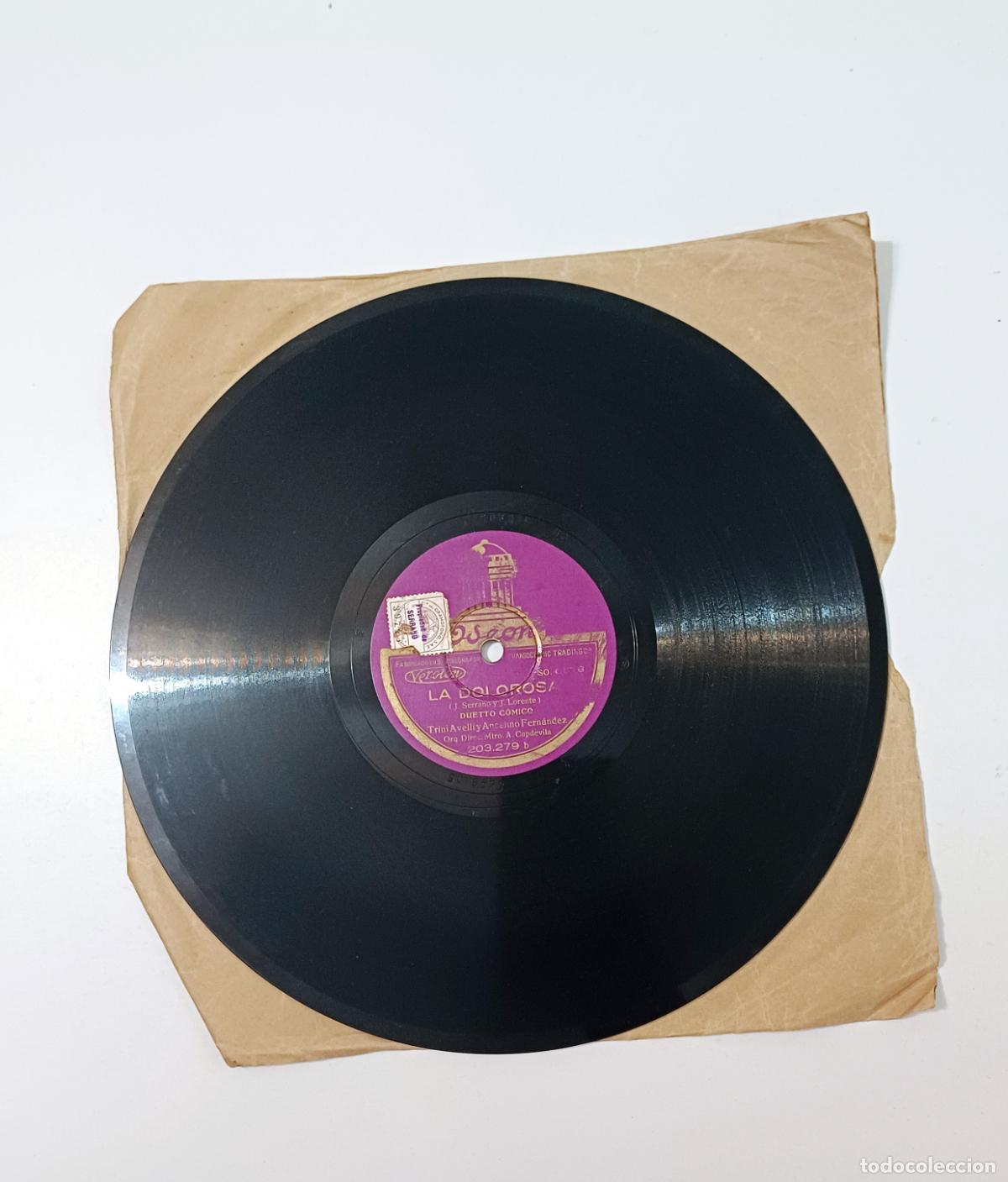 Discos de pizarra: ANTIGUO DISCO DE PIZARRA ODEON LA DOLOROSA GRAMOFONO DUETTO COMICO - Foto 1