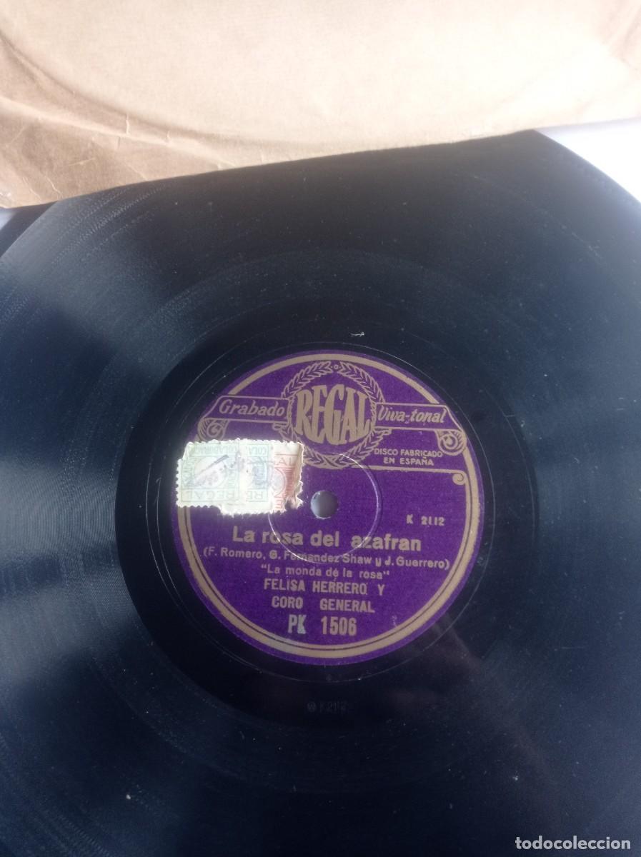 Discos de pizarra: Antiguo disco de pizarra , La Rosa del Azafr&aacute;n, Regal - Foto 2