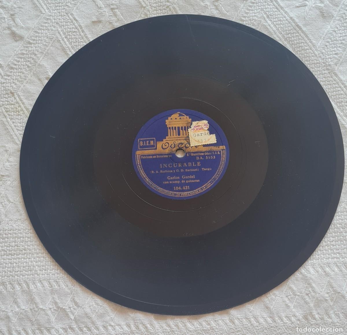Discos de pizarra: CARLOS GARDEL - DISCO PIZARRA-ODEON - incurable &ndash; confesi&oacute;n - Foto 1