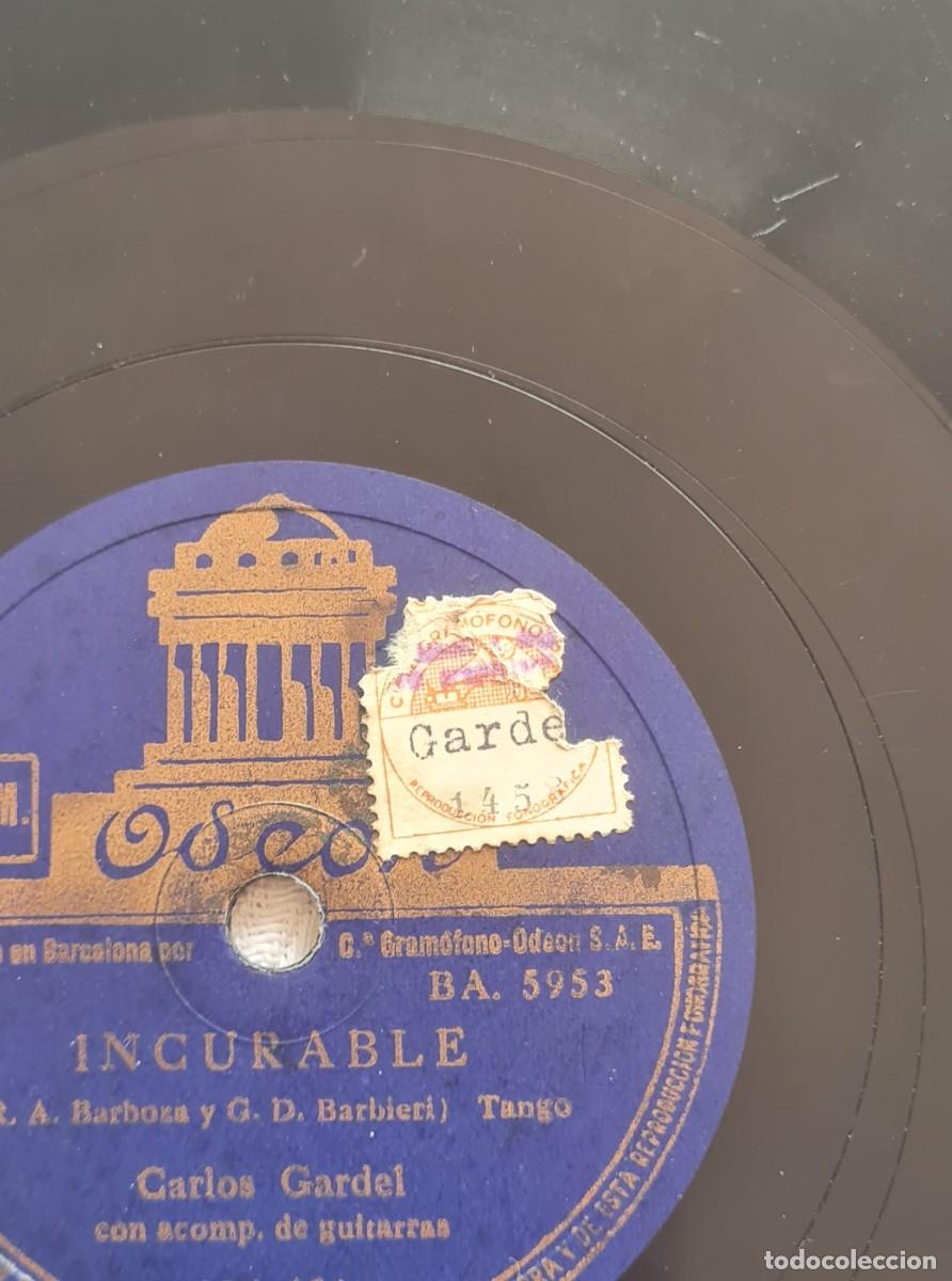 Discos de pizarra: CARLOS GARDEL - DISCO PIZARRA-ODEON - incurable &ndash; confesi&oacute;n - Foto 3