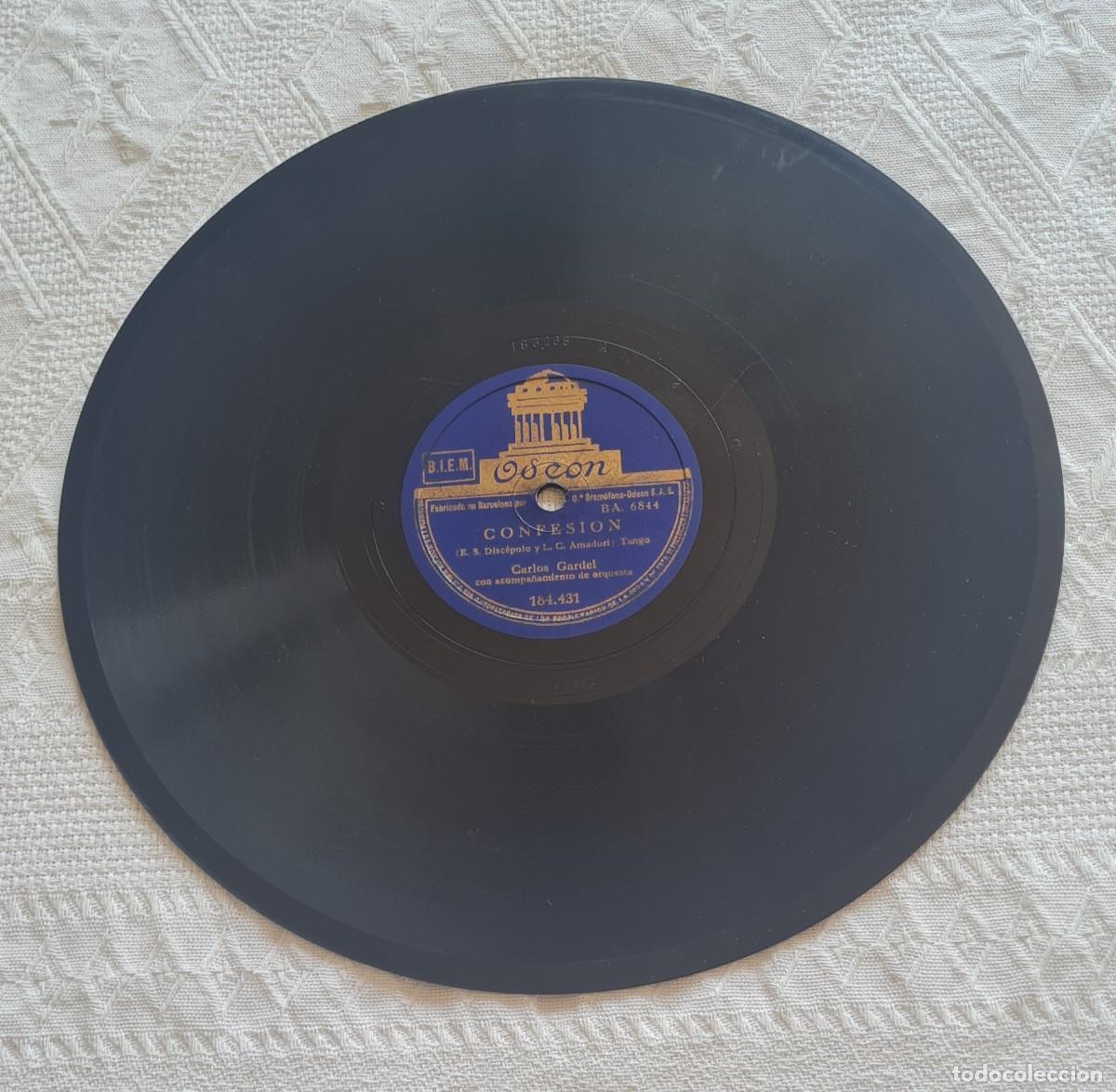 Discos de pizarra: CARLOS GARDEL - DISCO PIZARRA-ODEON - incurable &ndash; confesi&oacute;n - Foto 4