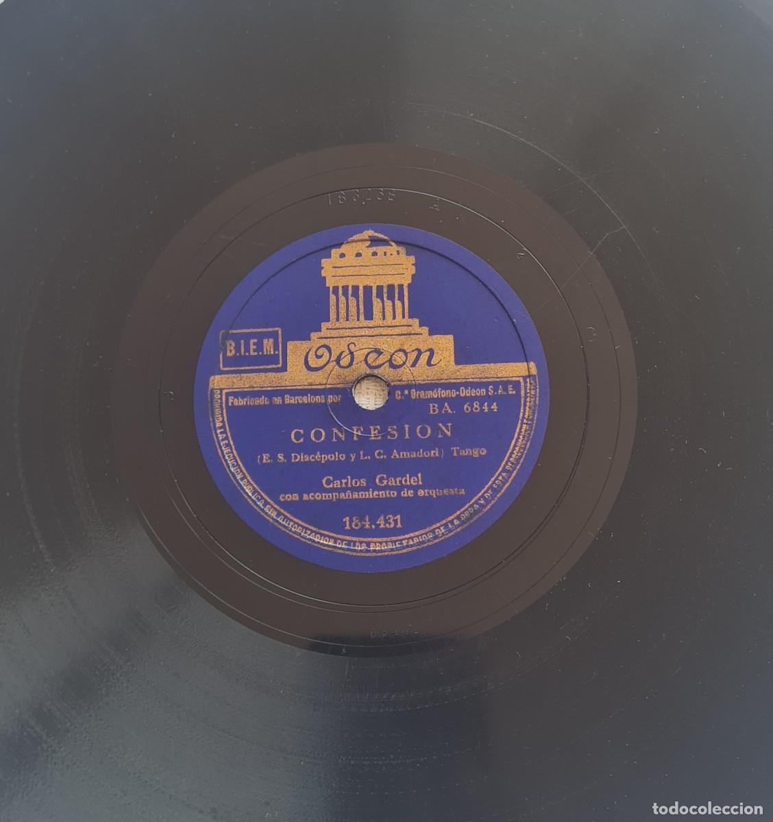 Discos de pizarra: CARLOS GARDEL - DISCO PIZARRA-ODEON - incurable &ndash; confesi&oacute;n - Foto 5