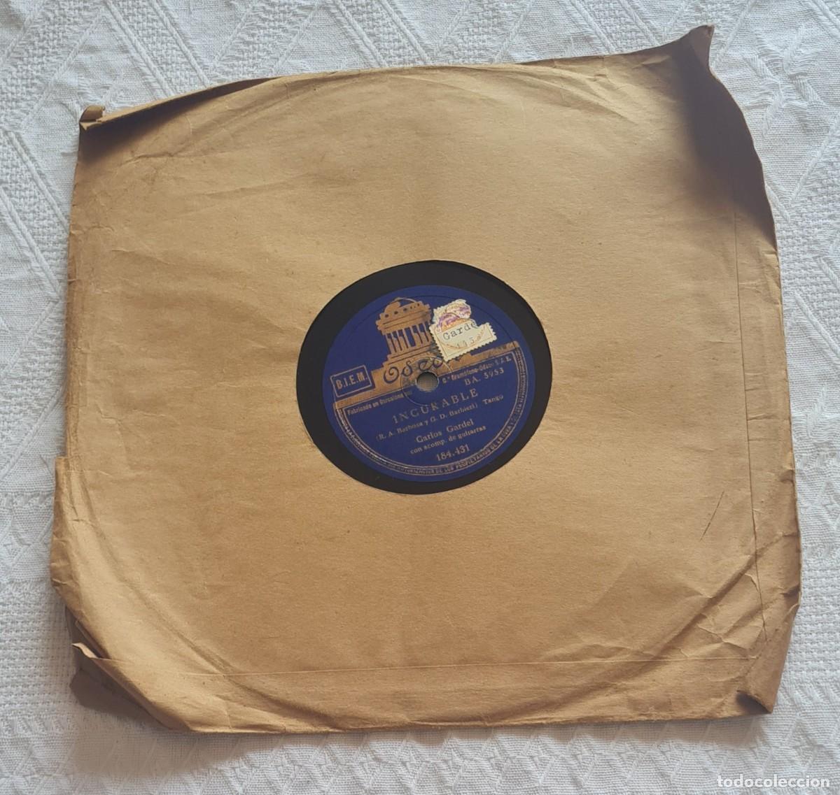 Discos de pizarra: CARLOS GARDEL - DISCO PIZARRA-ODEON - incurable &ndash; confesi&oacute;n - Foto 7