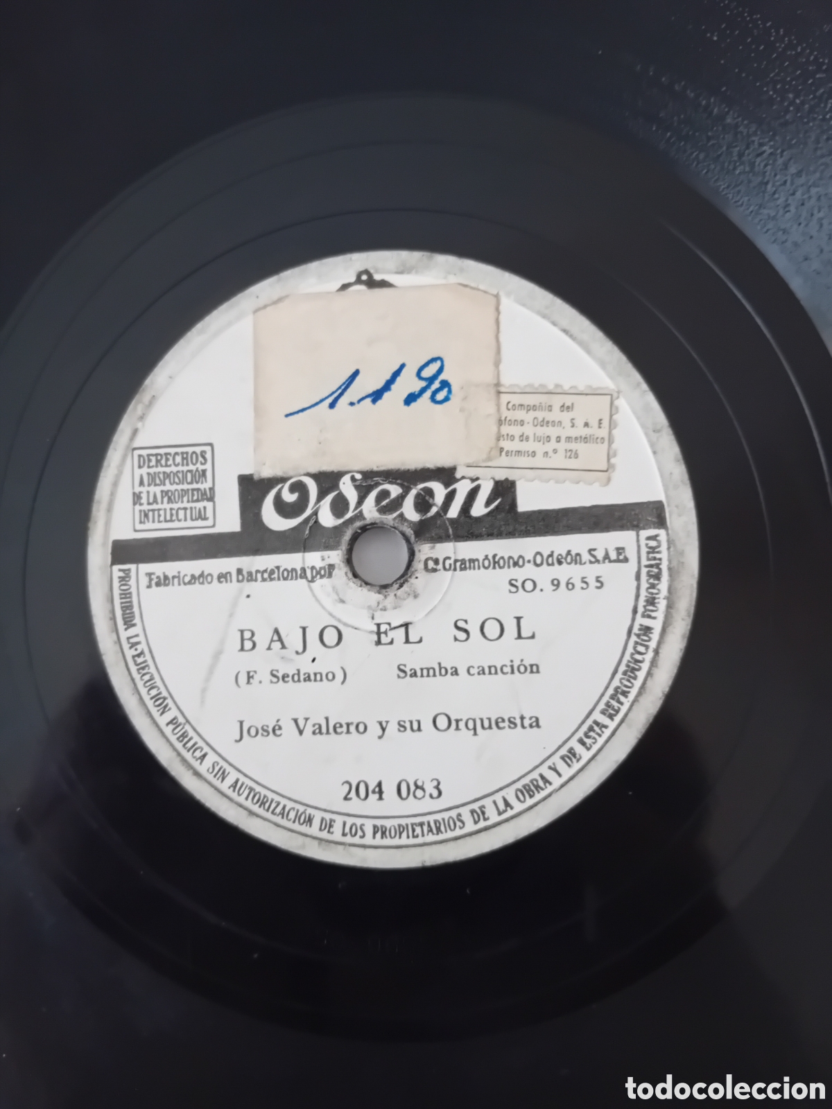 Discos de pizarra: JOSE VALERO Y SU ORQUESTA. BAJO EL SOL. CADA NOCHE - Foto 4