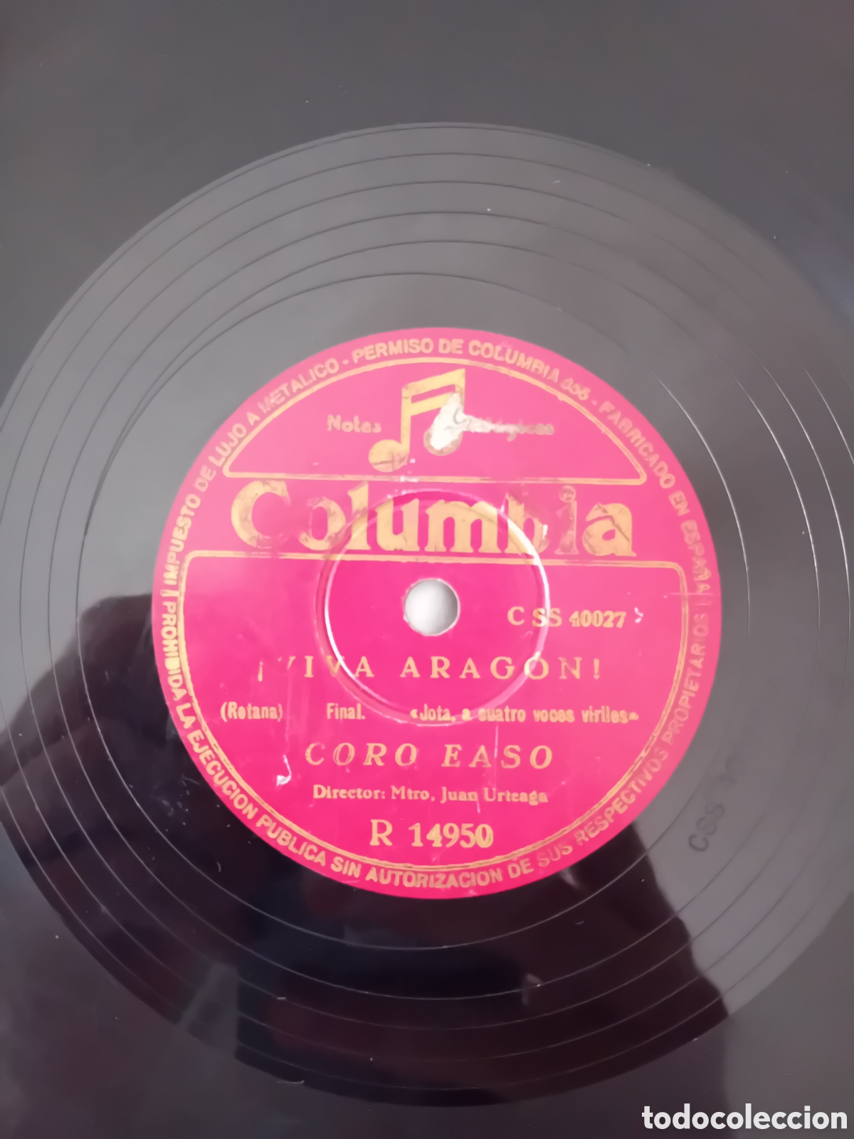 Discos de pizarra: CORO EASO. VIVA ARAGON. - Foto 2