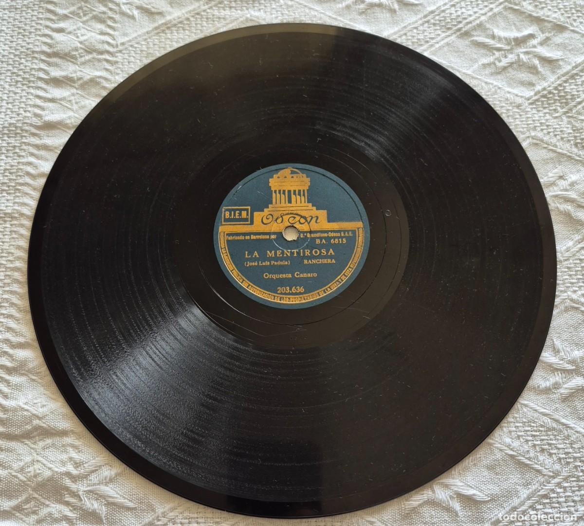 Discos de pizarra: ORQUESTA CANARO - DISCO PIZARRA- ODEON- la mentirosa - madreselva - Foto 3